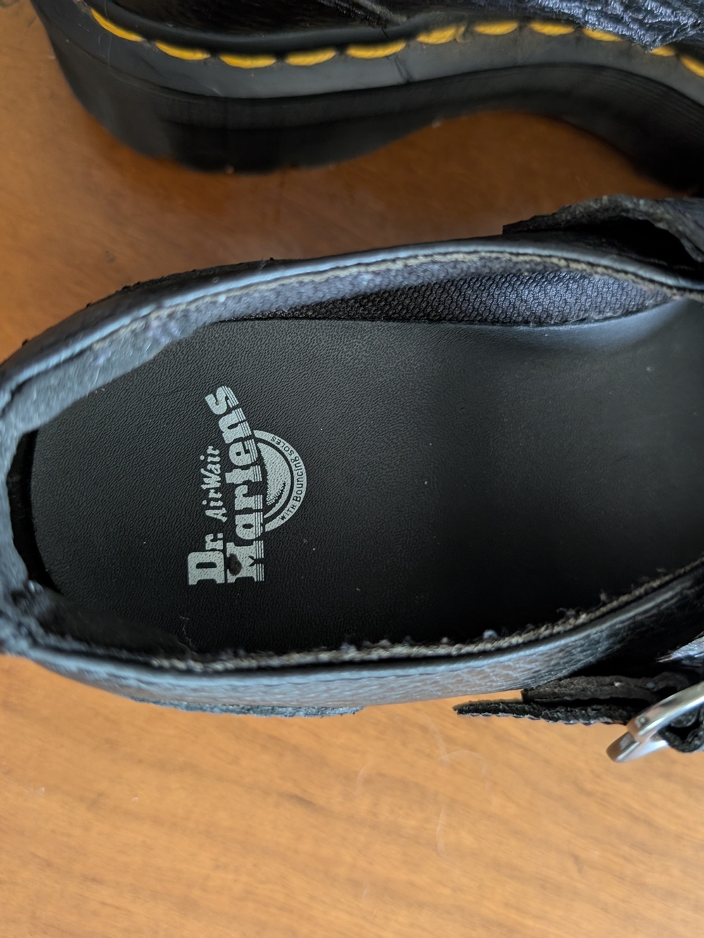 Dr. Martens Addina Black Leather Mary Jane Shoes with Flower Buckle - Picture 4 of 8